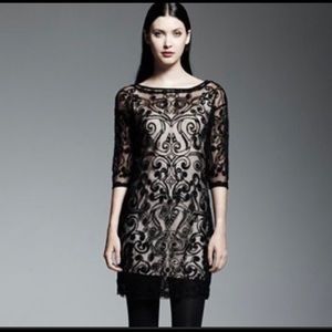 Catherine Malandrino Black Lace Overlay Dress